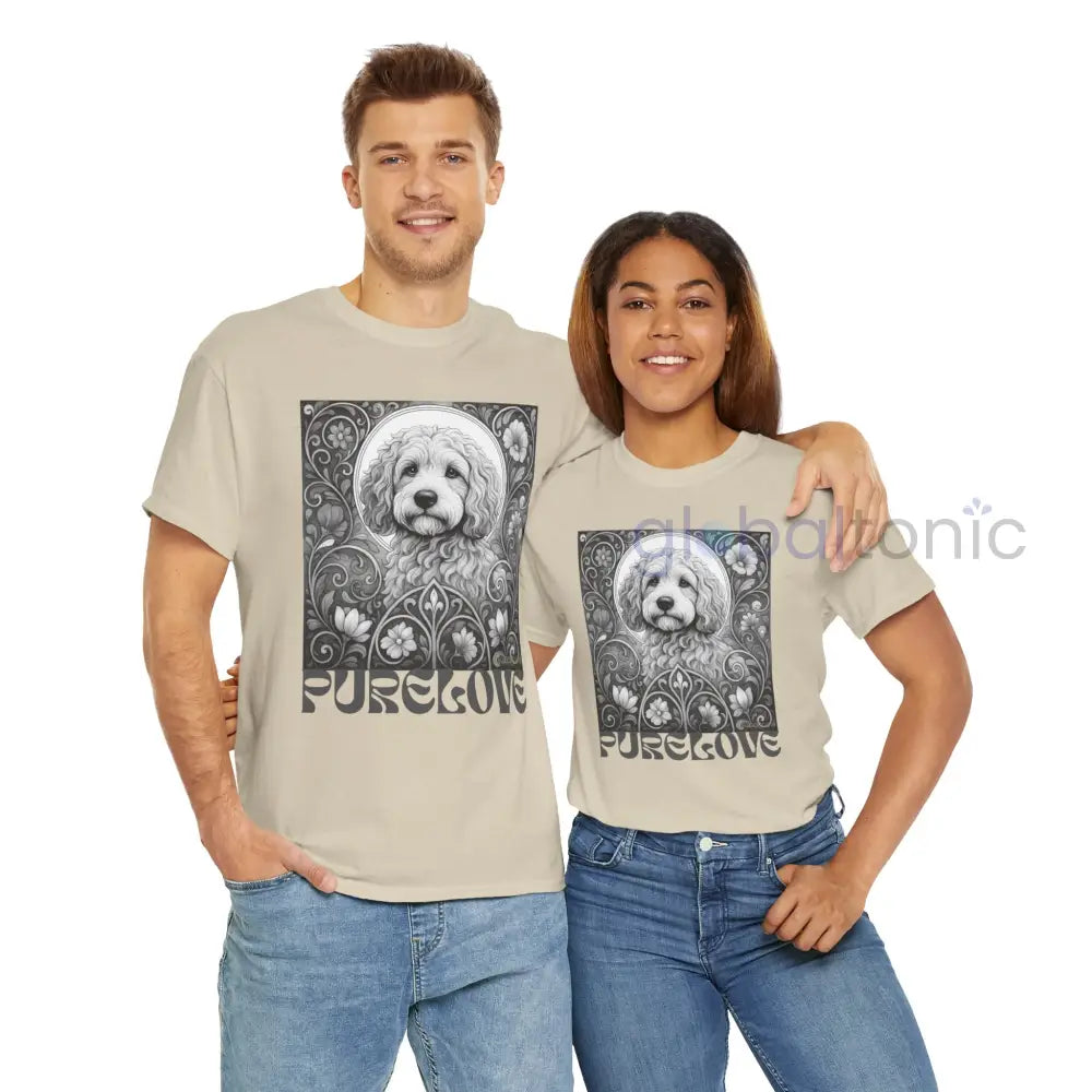 Cockapoo (Spoodle) Vintage Unisex Cotton Tee for Dog Lovers (Black & White) T-Shirt