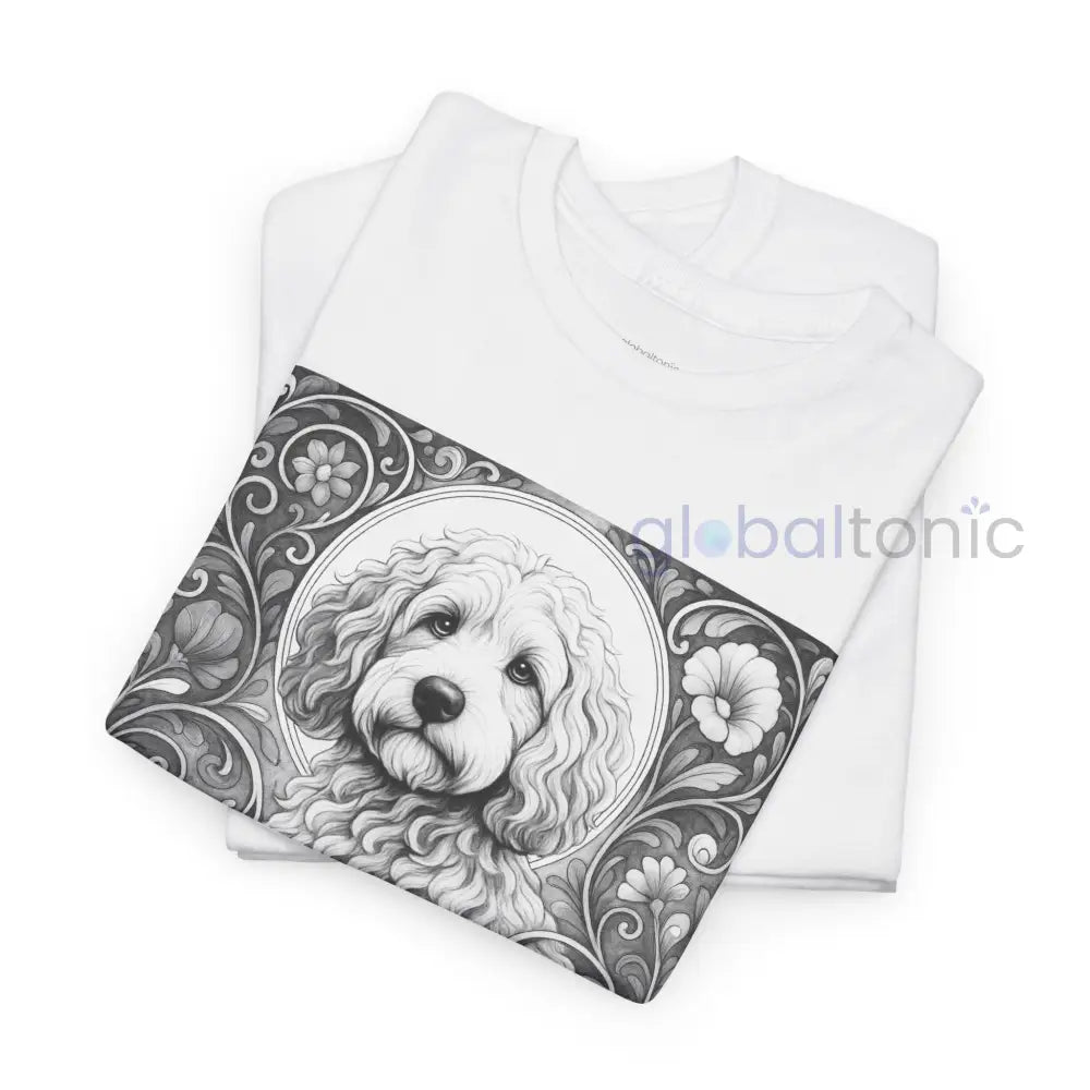 Cockapoo (Spoodle) Vintage Unisex Cotton Tee for Dog Lovers (Black & White) T-Shirt