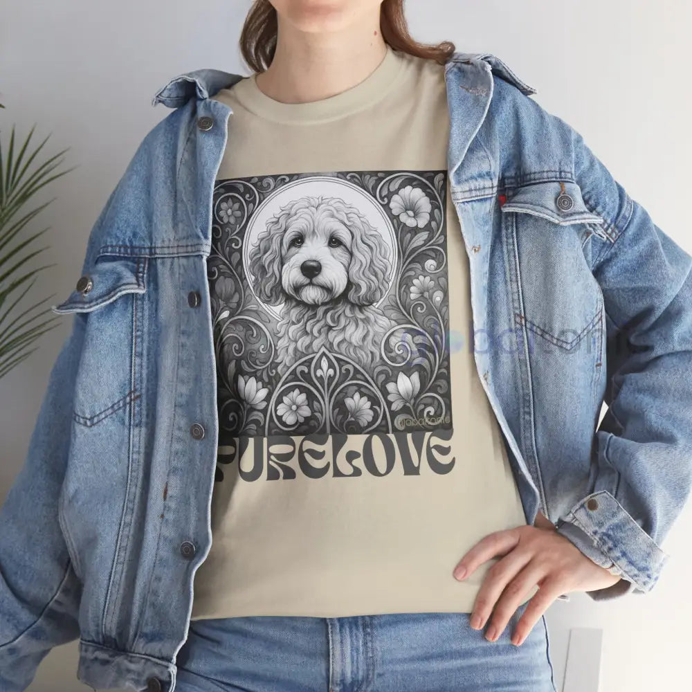 Cockapoo (Spoodle) Vintage Unisex Cotton Tee for Dog Lovers (Black & White) T-Shirt