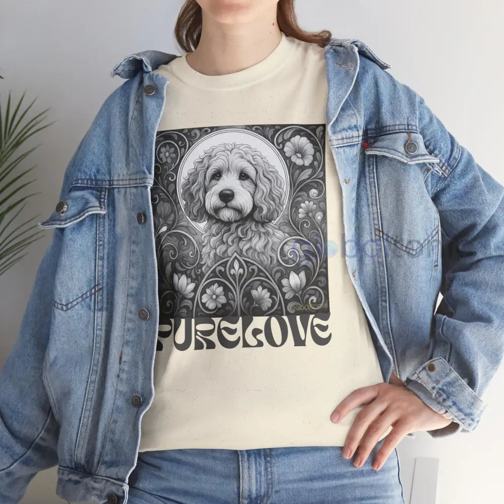 Cockapoo (Spoodle) Vintage Unisex Cotton Tee for Dog Lovers (Black & White) T-Shirt