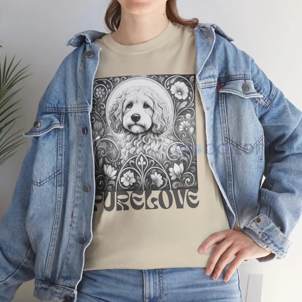 Cockapoo (Spoodle) Vintage Unisex Cotton Tee for Dog Lovers (Black & White) T-Shirt