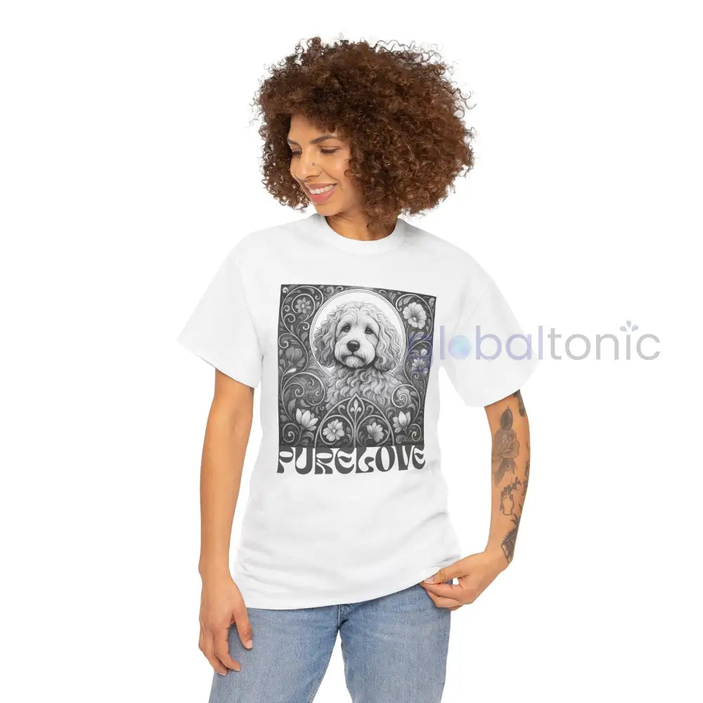 Cockapoo (Spoodle) Vintage Unisex Cotton Tee for Dog Lovers (Black & White) T-Shirt