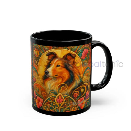 Collie Dog Lover Black Mug – Vintage Pet Themed Cup for Gifts & Home Decor 11oz Mug