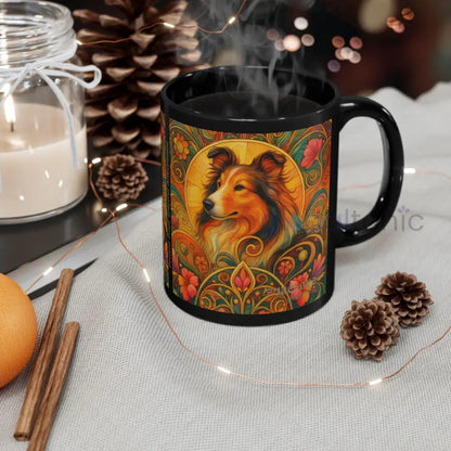 Collie Dog Lover Black Mug – Vintage Pet Themed Cup for Gifts & Home Decor Mug
