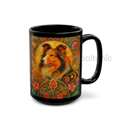 Collie Dog Lover Black Mug – Vintage Pet Themed Cup for Gifts & Home Decor Mug