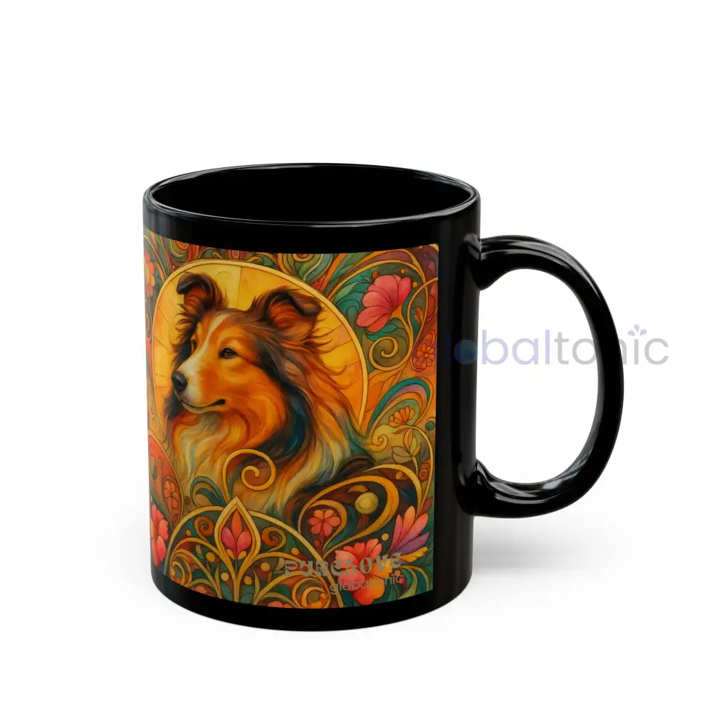 Collie Dog Lover Black Mug – Vintage Pet Themed Cup for Gifts & Home Decor Mug