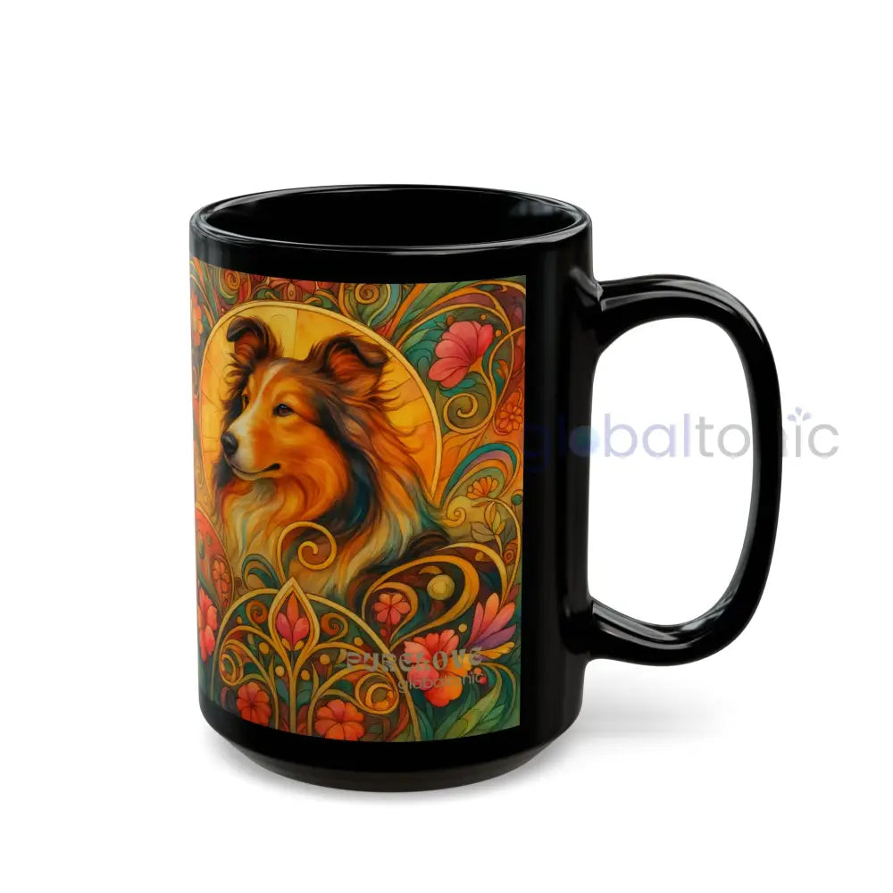Collie Dog Lover Black Mug – Vintage Pet Themed Cup for Gifts & Home Decor Mug