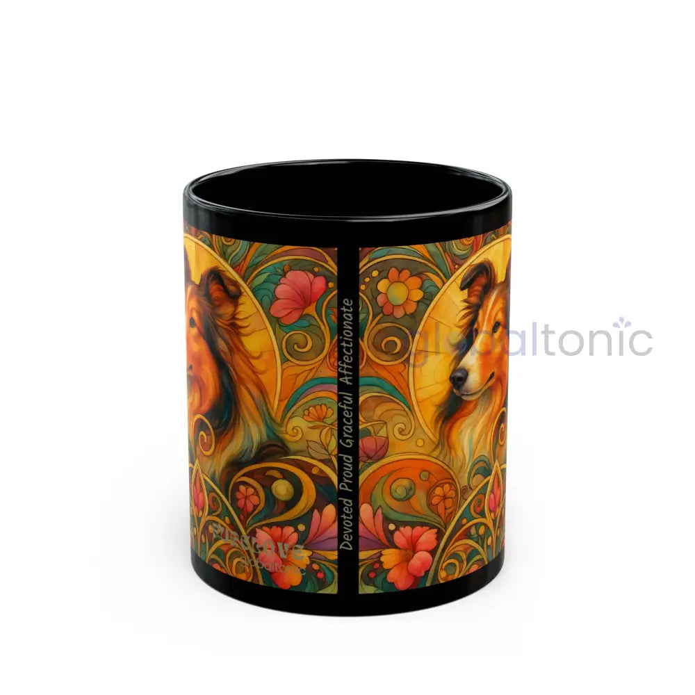 Collie Dog Lover Black Mug – Vintage Pet Themed Cup for Gifts & Home Decor Mug