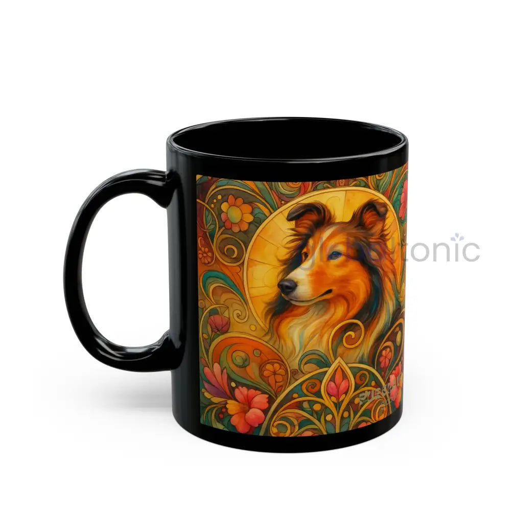 Collie Dog Lover Black Mug – Vintage Pet Themed Cup for Gifts & Home Decor Mug
