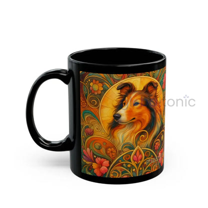 Collie Dog Lover Black Mug – Vintage Pet Themed Cup for Gifts & Home Decor Mug