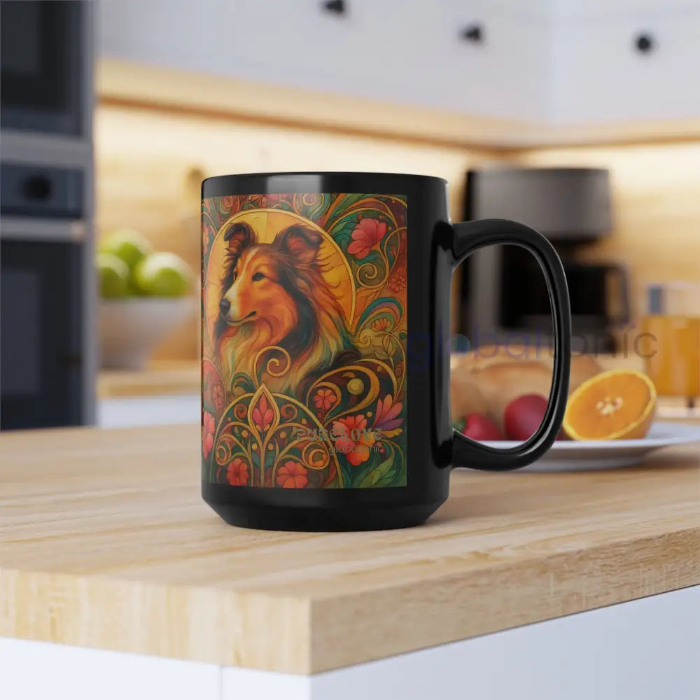 Collie Dog Lover Black Mug – Vintage Pet Themed Cup for Gifts & Home Decor Mug