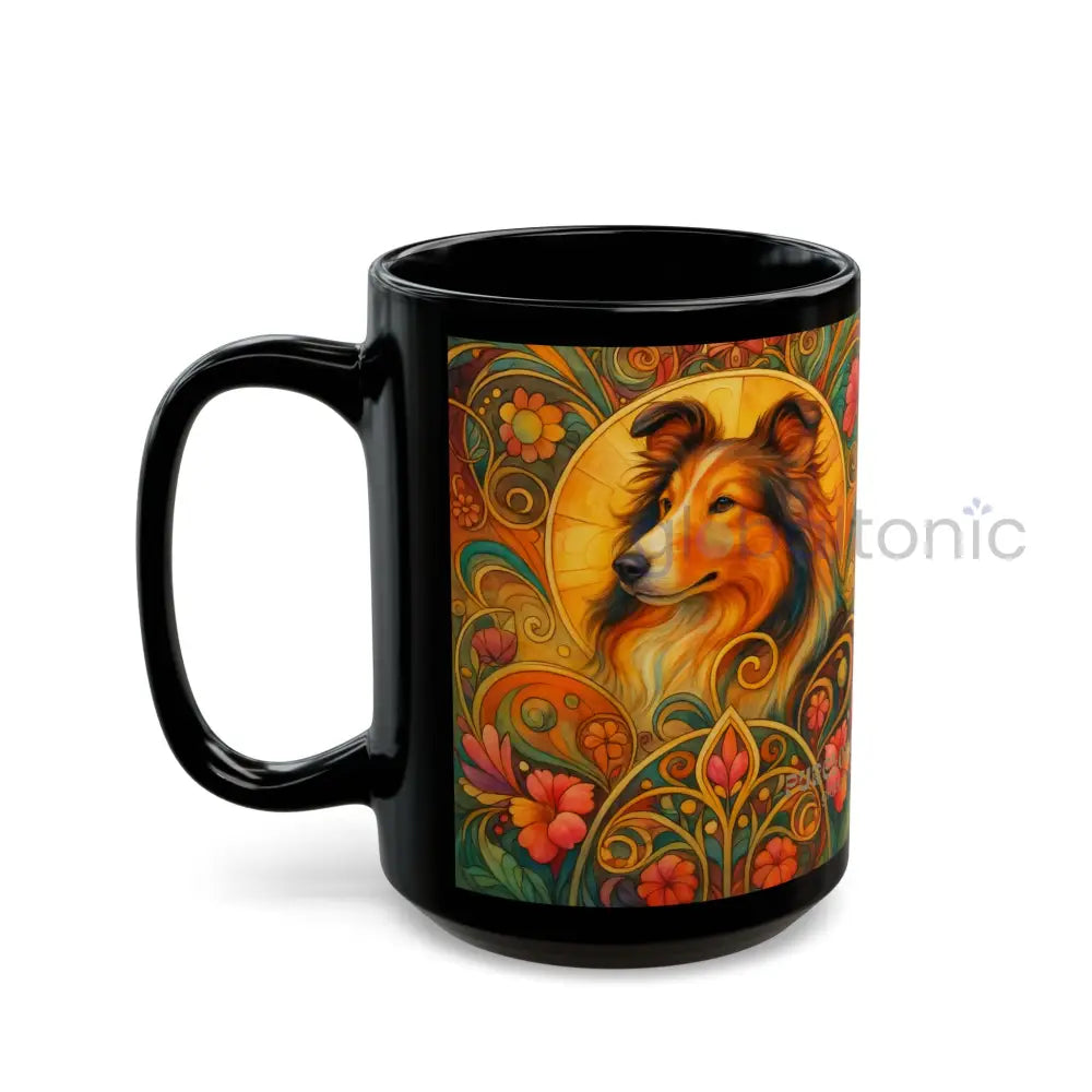 Collie Dog Lover Black Mug – Vintage Pet Themed Cup for Gifts & Home Decor Mug