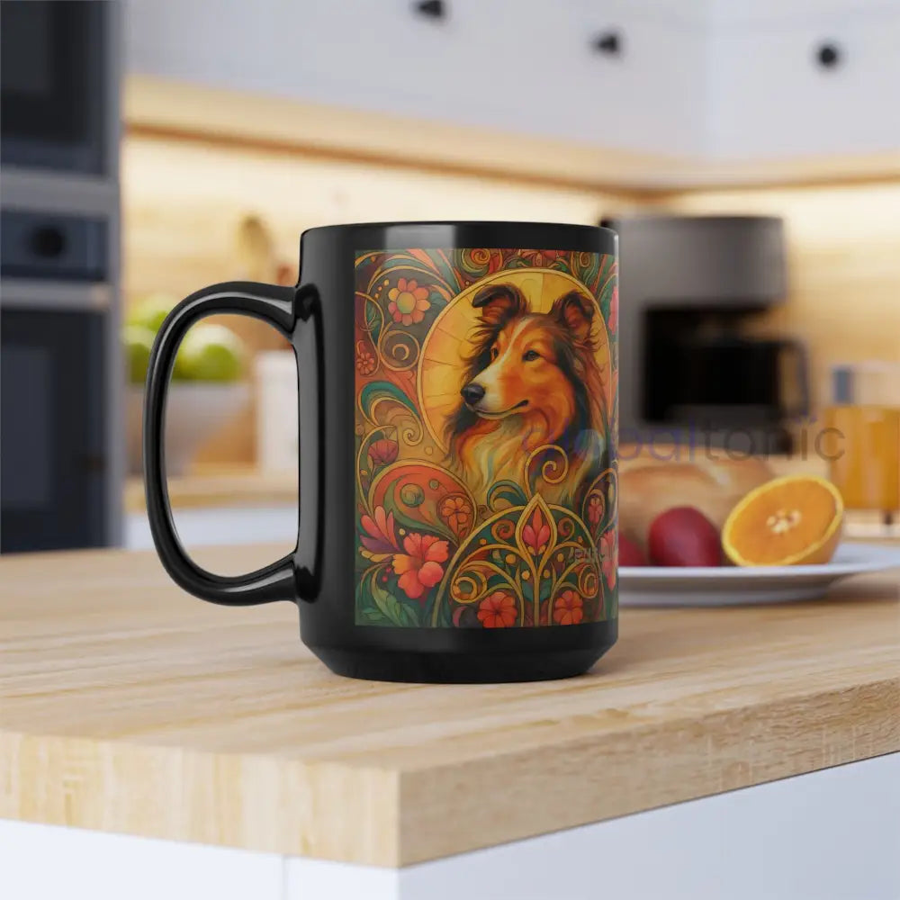 Collie Dog Lover Black Mug – Vintage Pet Themed Cup for Gifts & Home Decor Mug