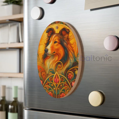 Collie Wooden Magnet Ornament – Christmas Decoration & Pet Lover Gift Oval / One Size Home Decor