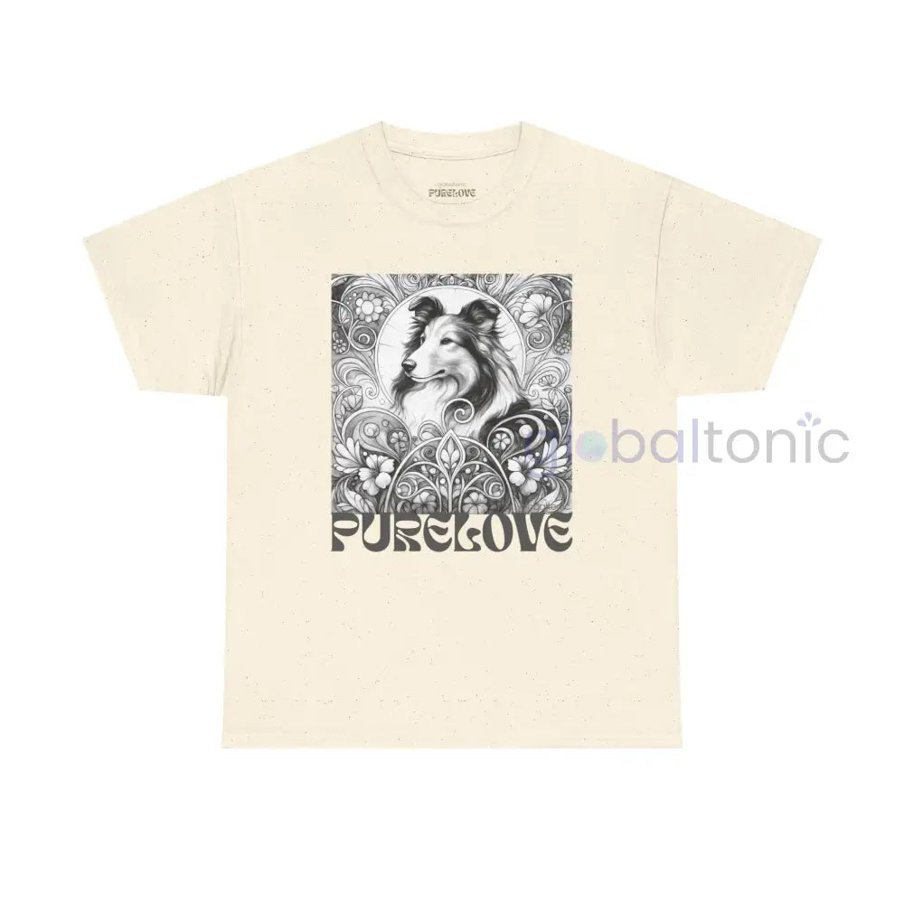 Collie Vintage Unisex Cotton Tee for Dog Lovers (Black & White) Natural / S T-Shirt