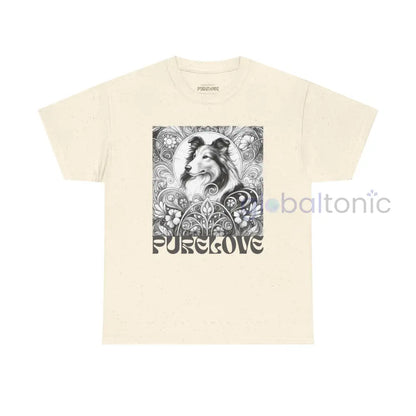 Collie Vintage Unisex Cotton Tee for Dog Lovers (Black & White) Natural / S T-Shirt