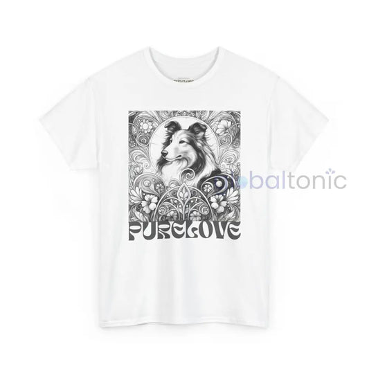 Collie Vintage Unisex Cotton Tee for Dog Lovers (Black & White) White / S T-Shirt