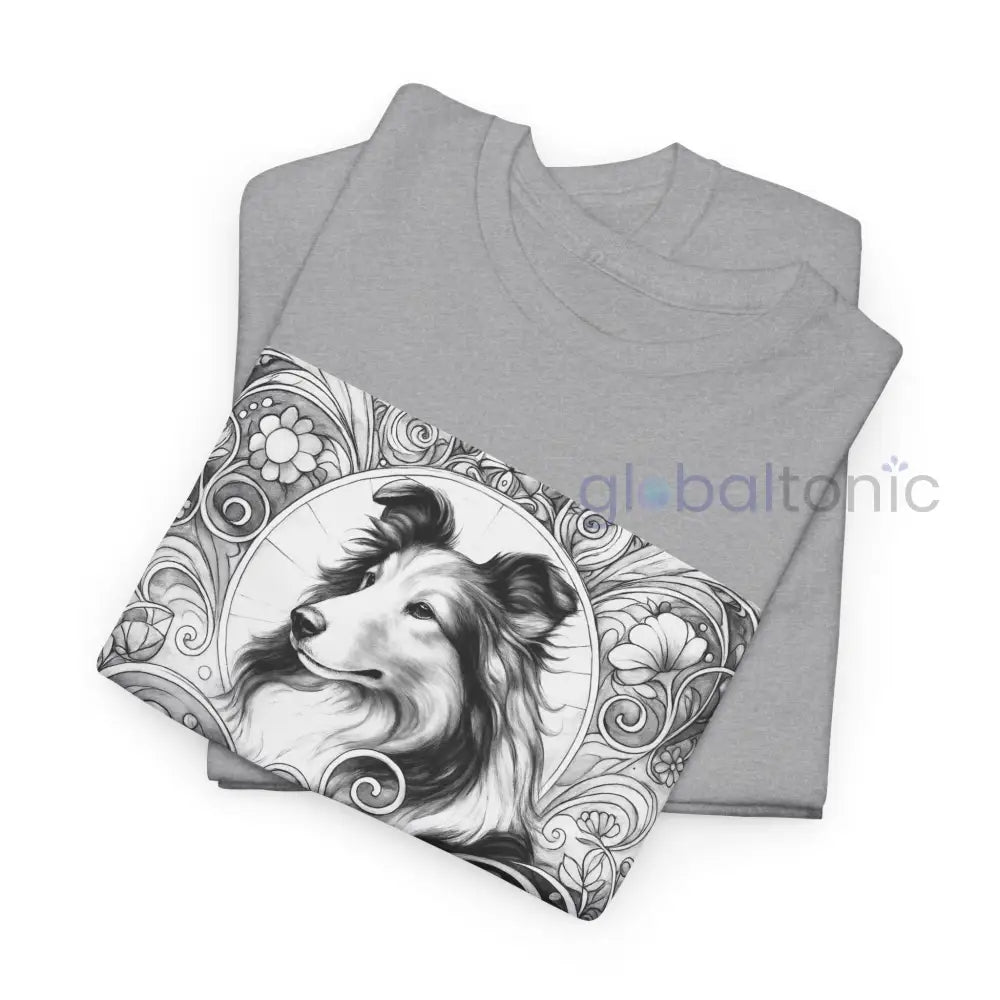 Collie Vintage Unisex Cotton Tee for Dog Lovers (Black & White) T-Shirt