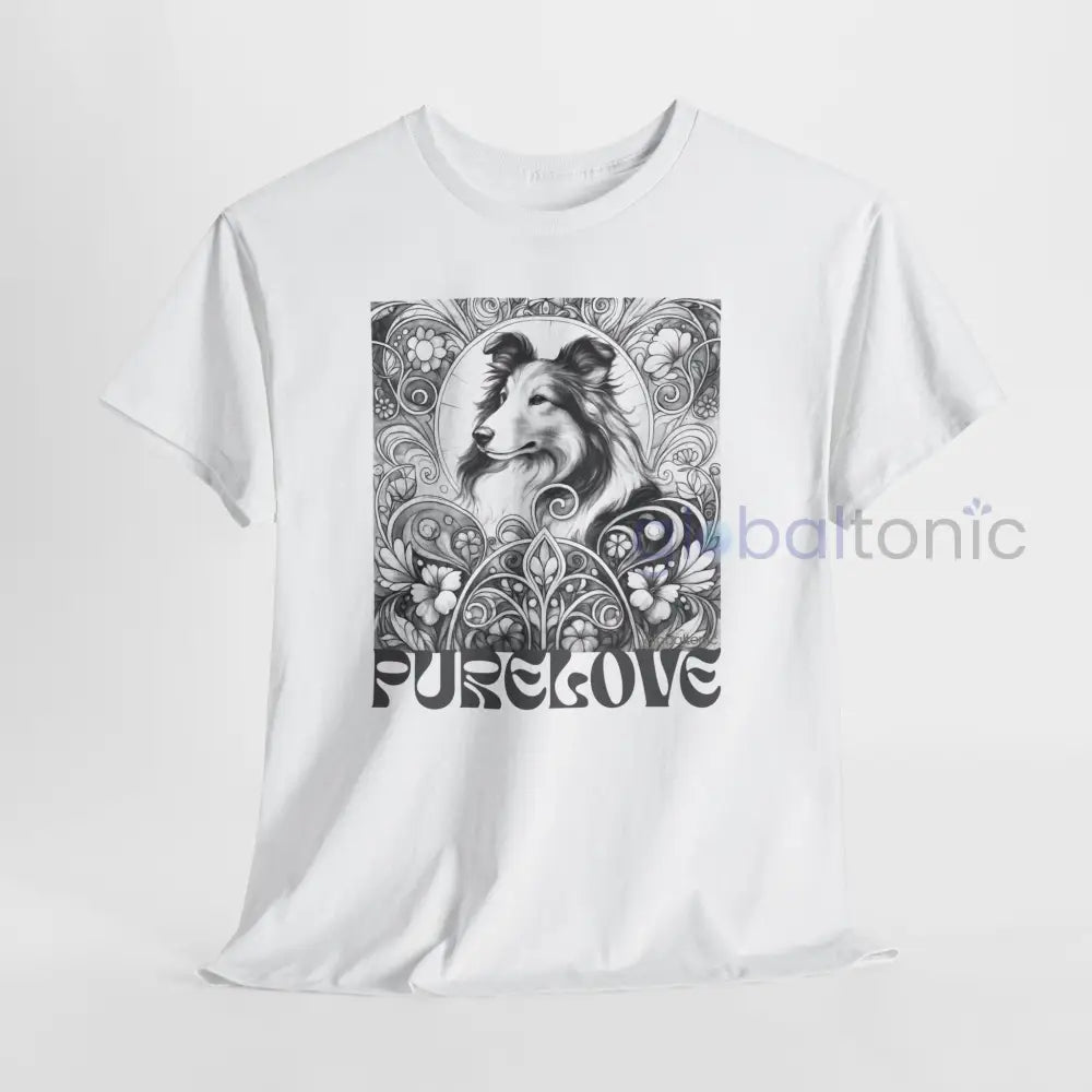 Collie Vintage Unisex Cotton Tee for Dog Lovers (Black & White) T-Shirt