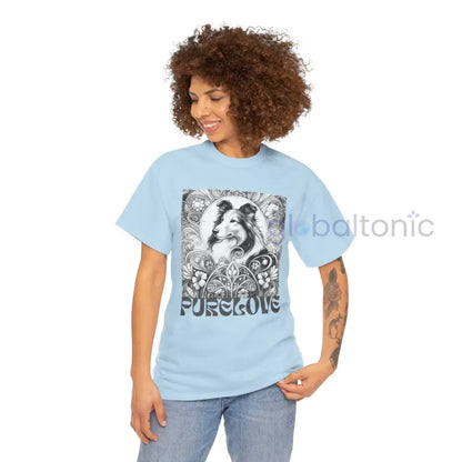 Collie Vintage Unisex Cotton Tee for Dog Lovers (Black & White) T-Shirt