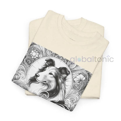 Collie Vintage Unisex Cotton Tee for Dog Lovers (Black & White) T-Shirt