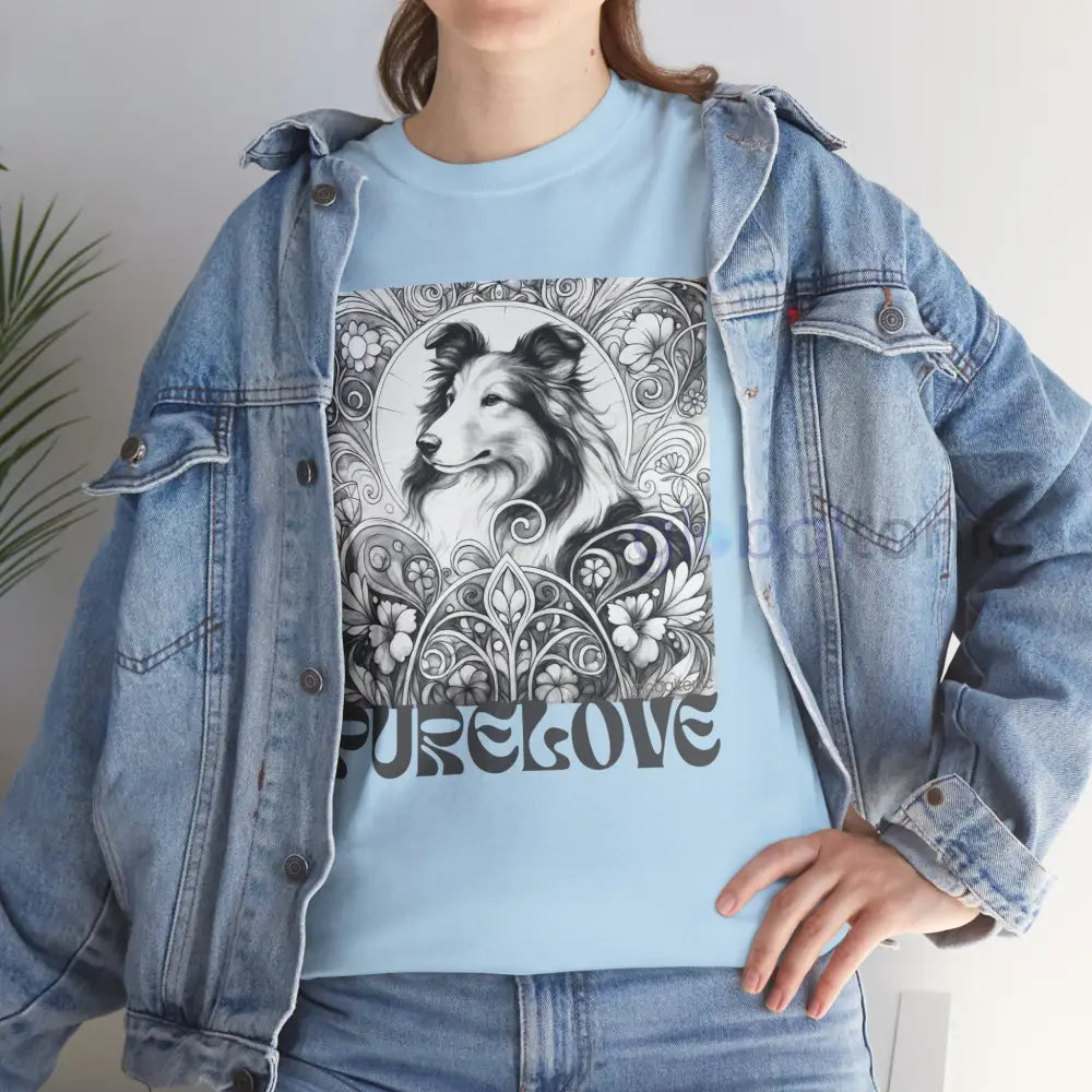Collie Vintage Unisex Cotton Tee for Dog Lovers (Black & White) T-Shirt