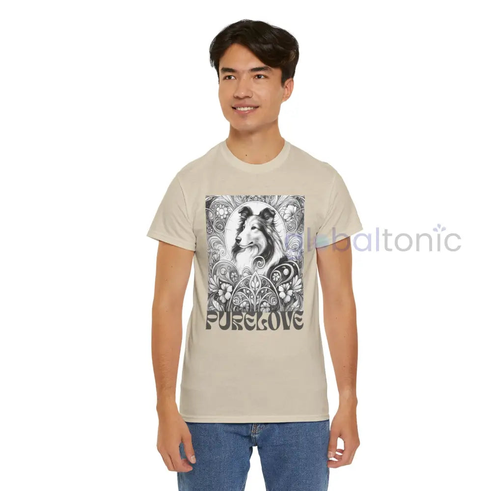 Collie Vintage Unisex Cotton Tee for Dog Lovers (Black & White) T-Shirt