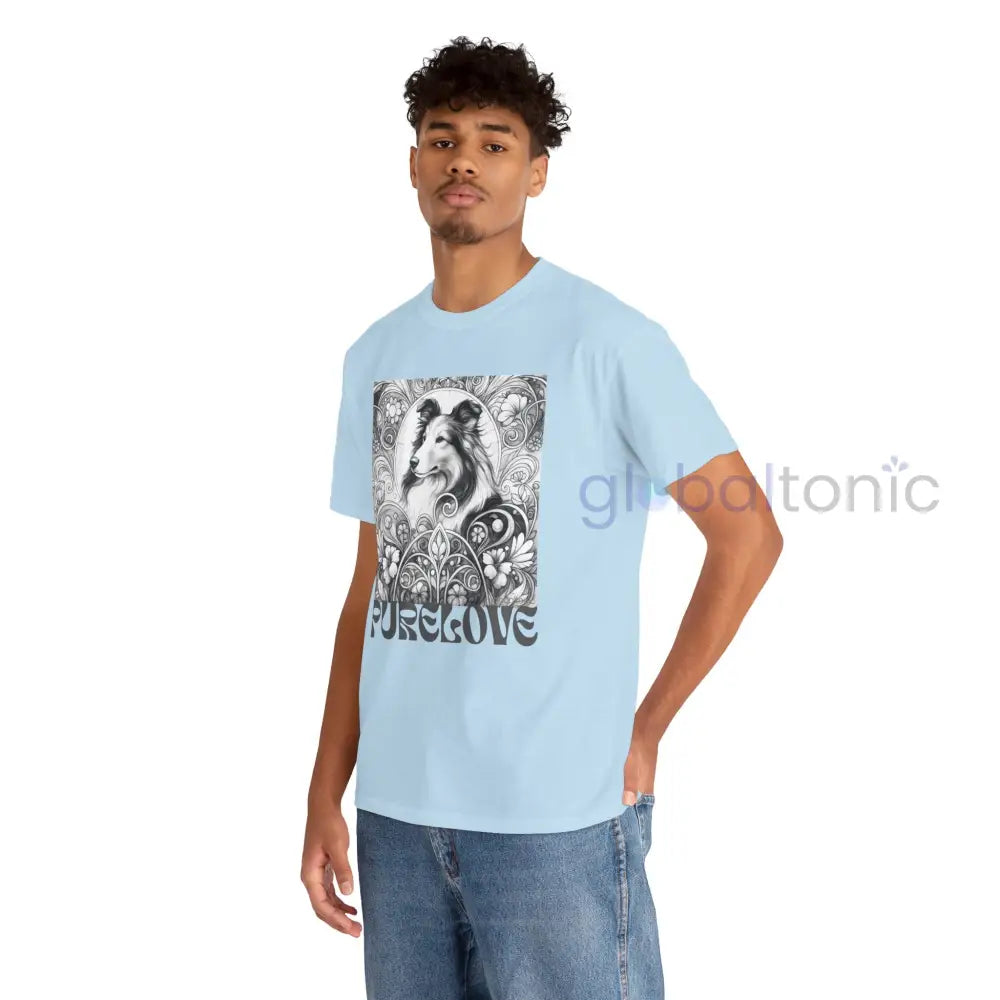 Collie Vintage Unisex Cotton Tee for Dog Lovers (Black & White) T-Shirt