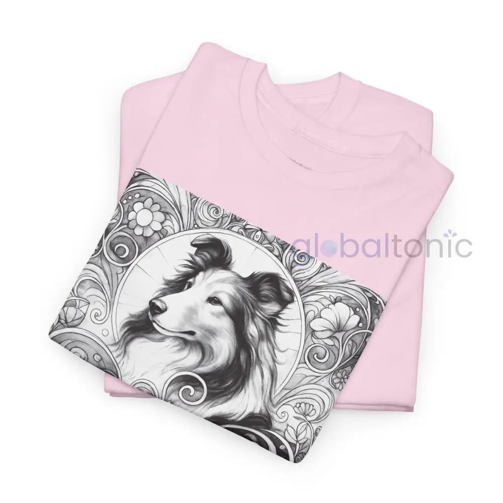 Collie Vintage Unisex Cotton Tee for Dog Lovers (Black & White) T-Shirt