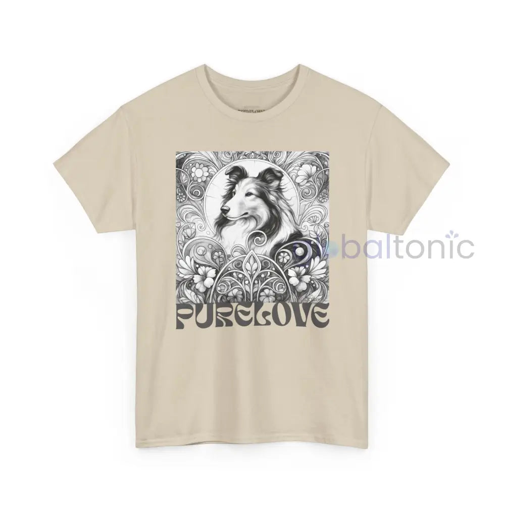 Collie Vintage Unisex Cotton Tee for Dog Lovers (Black & White) T-Shirt