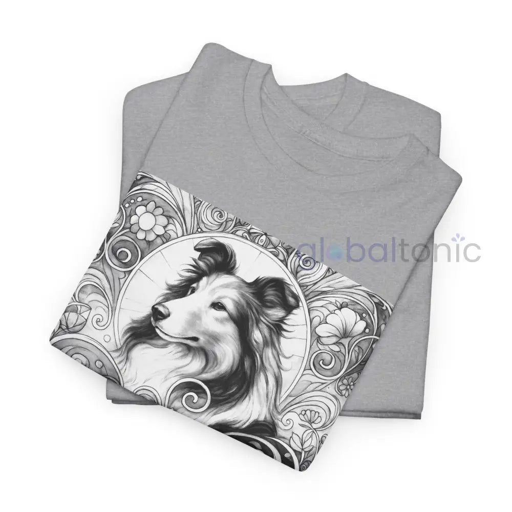 Collie Vintage Unisex Cotton Tee for Dog Lovers (Black & White) T-Shirt