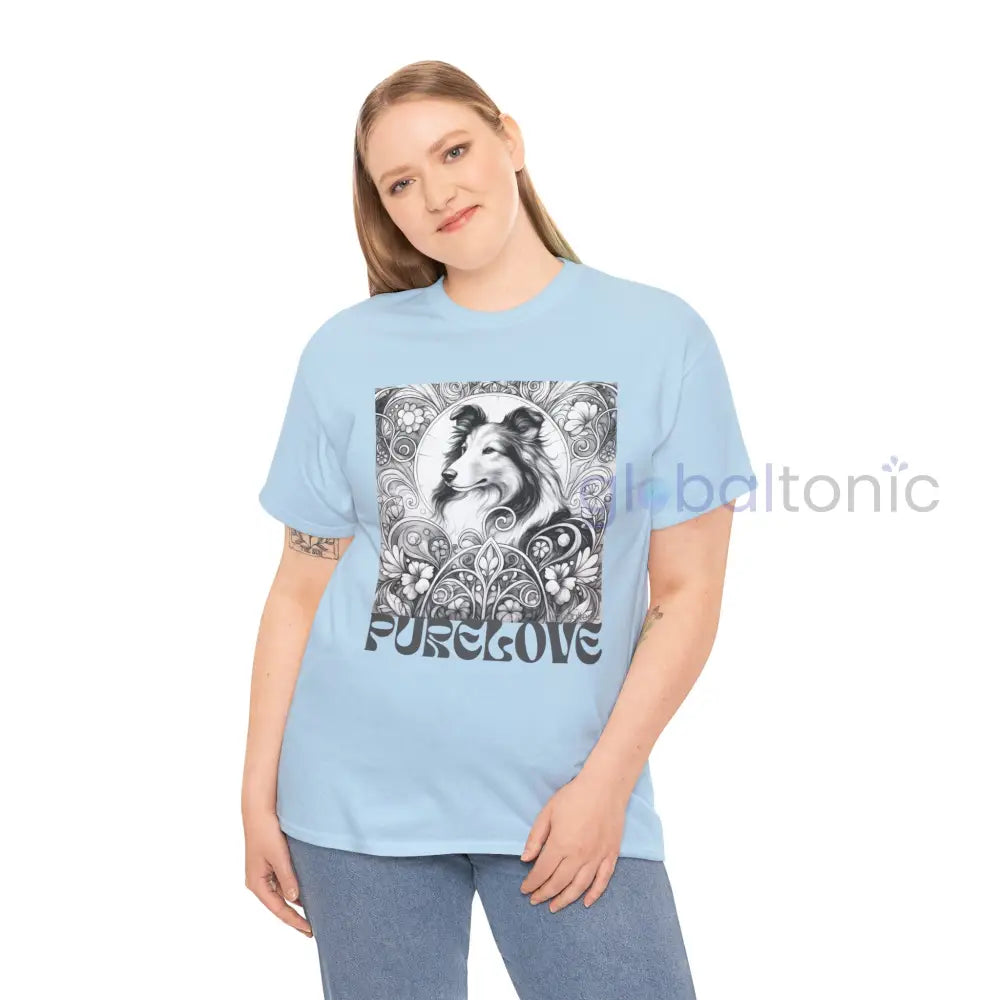Collie Vintage Unisex Cotton Tee for Dog Lovers (Black & White) T-Shirt