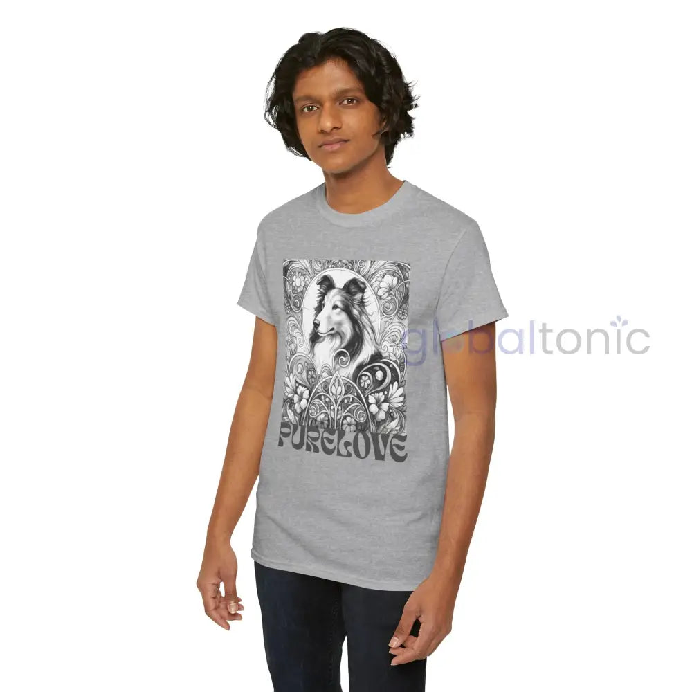 Collie Vintage Unisex Cotton Tee for Dog Lovers (Black & White) T-Shirt