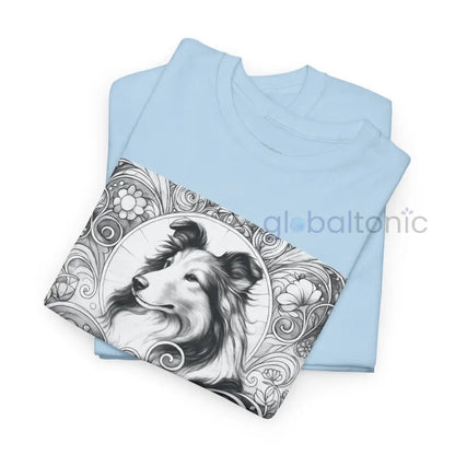 Collie Vintage Unisex Cotton Tee for Dog Lovers (Black & White) T-Shirt