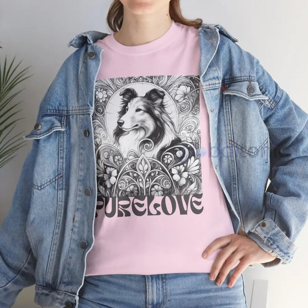 Collie Vintage Unisex Cotton Tee for Dog Lovers (Black & White) T-Shirt