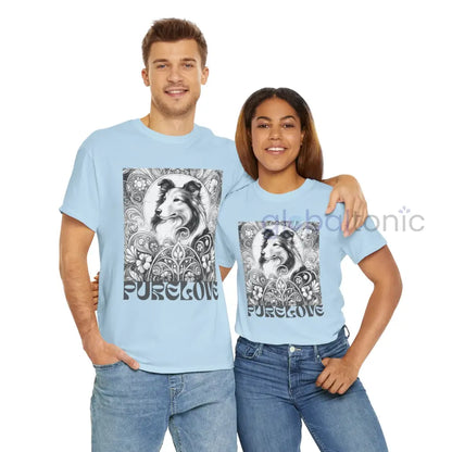 Collie Vintage Unisex Cotton Tee for Dog Lovers (Black & White) T-Shirt