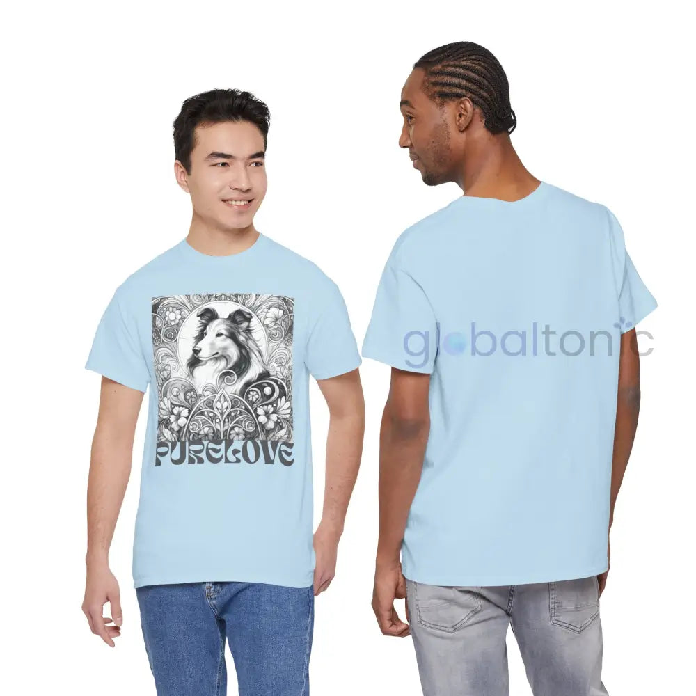 Collie Vintage Unisex Cotton Tee for Dog Lovers (Black & White) T-Shirt