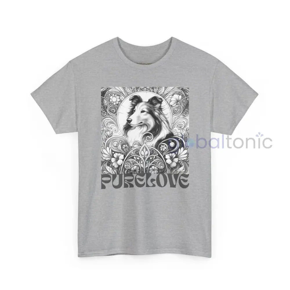 Collie Vintage Unisex Cotton Tee for Dog Lovers (Black & White) T-Shirt