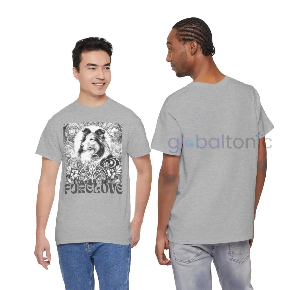 Collie Vintage Unisex Cotton Tee for Dog Lovers (Black & White) T-Shirt