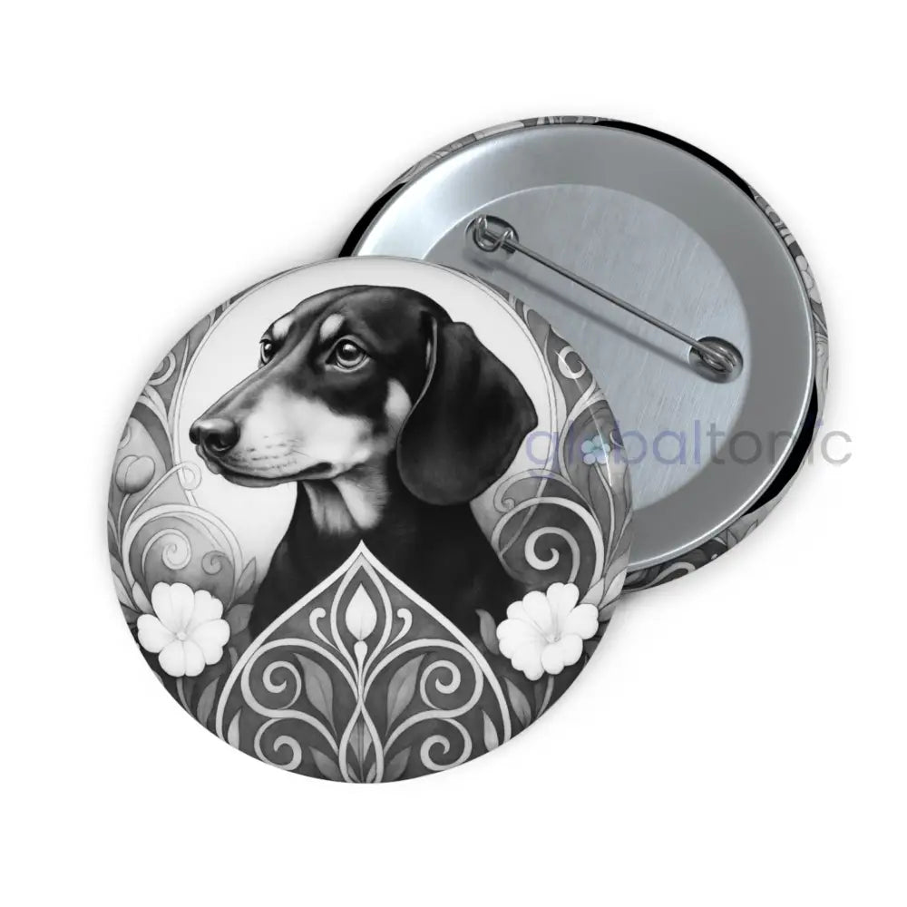 Dachshund Dog Pin Button (Black & White) - Vintage Design Gift for Dog Lovers 2.25’’ Accessories