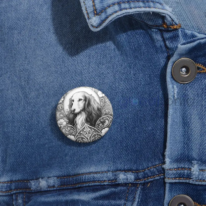Dachshund Longhair Dog Pin Button (Black and White) - Vintage Gift for Dog Lovers and Pet Owners Accessories