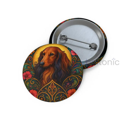Dachshund Longhair Dog Pin Button - Vintage Design Gift for Dog Lovers & Pet Owners 1.25’’ Accessories