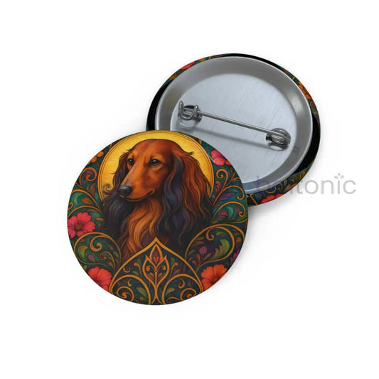 Dachshund Longhair Dog Pin Button - Vintage Design Gift for Dog Lovers & Pet Owners 1.25’’ Accessories