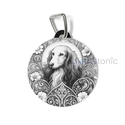 Dachshund Longhair Dog Tag (Black & White) - Vintage Design Gift for Dog Lovers & Pet Owners 1’’ Pets