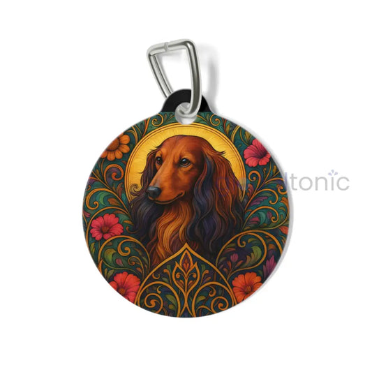 Dachshund Longhair Dog Tag - Vintage Design Gift for Dog Lovers & Pet Owners 1’’ Pets