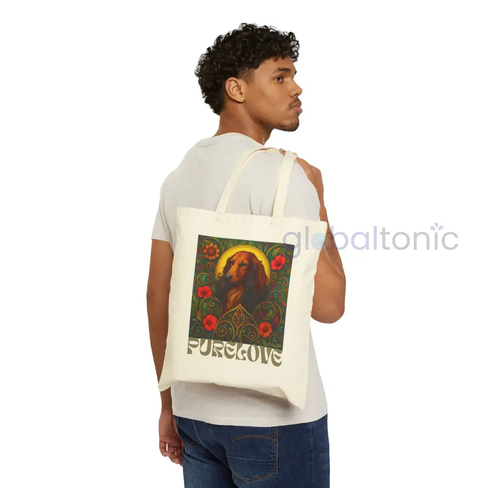 Dachshund Longhair Vintage Dog Lovers Cotton Canvas Tote Bag - Unique Artistic Durable Bags