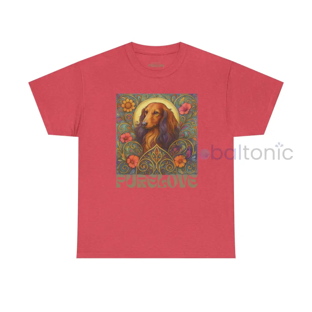 Dachshund Longhair Vintage Graphic T-Shirt – Unisex Cotton Tee for Dog Lovers Heather Red / S T-Shirt