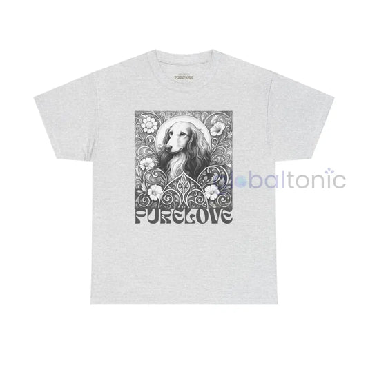 Dachshund Longhair Vintage Unisex Cotton Tee for Dog Lovers (Black & White) Ash / S T-Shirt