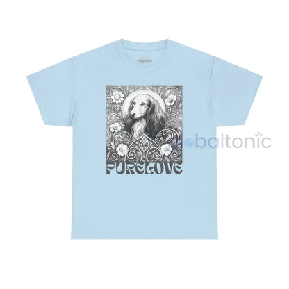 Dachshund Longhair Vintage Unisex Cotton Tee for Dog Lovers (Black & White) Light Blue / S T-Shirt