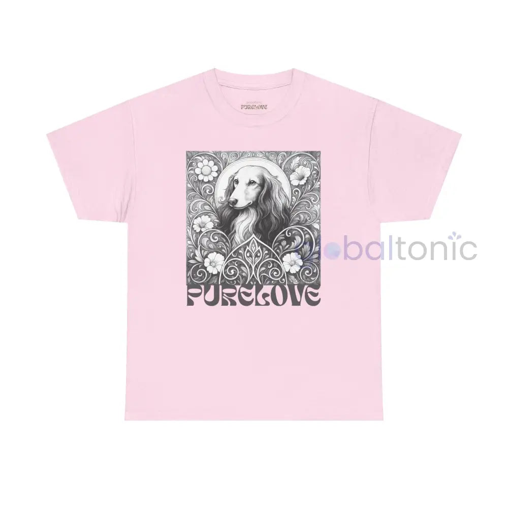 Dachshund Longhair Vintage Unisex Cotton Tee for Dog Lovers (Black & White) Light Pink / S T-Shirt